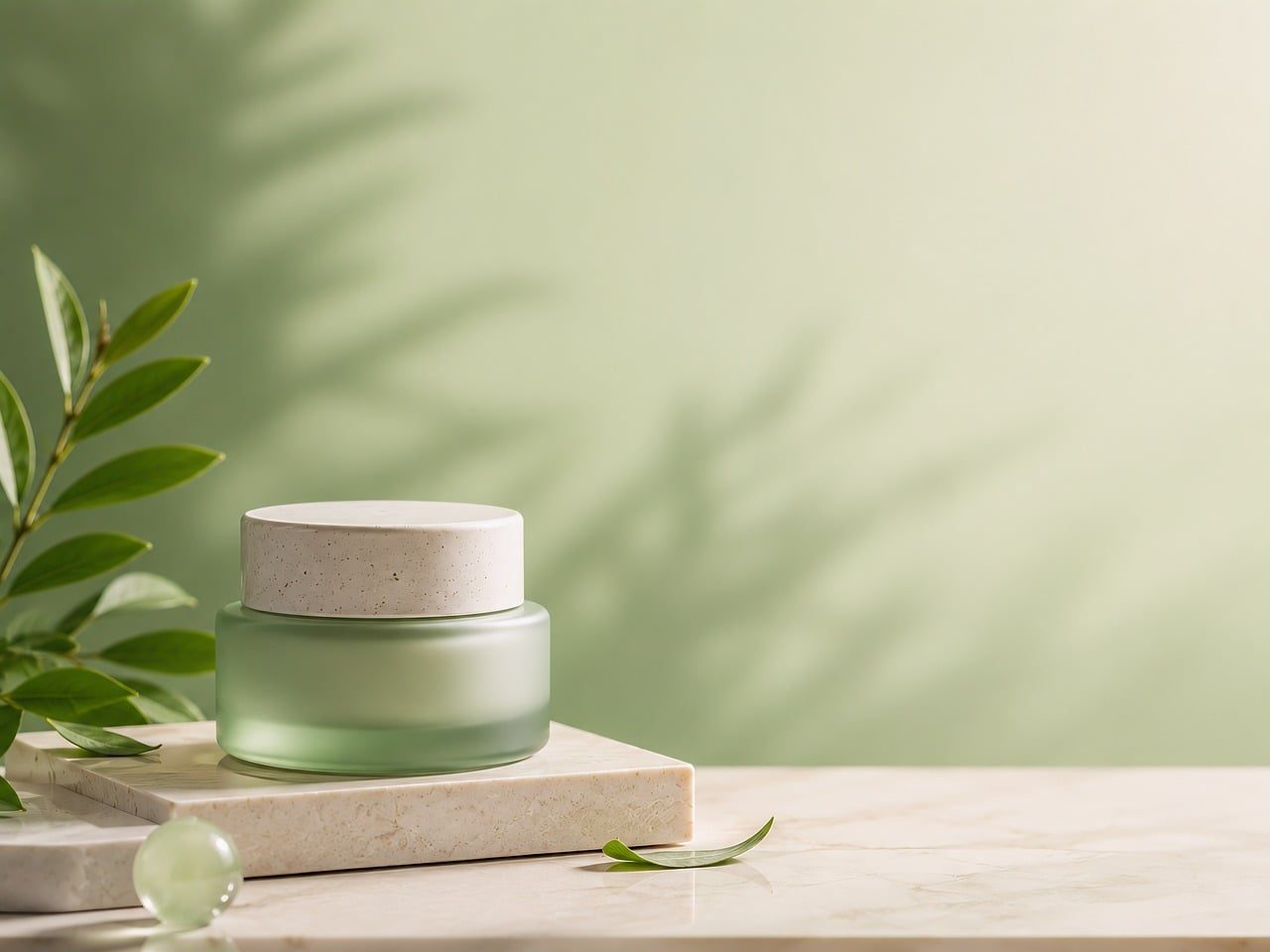 cosmetics, skincare, health, aesthetics, beauty, cream, advertisement, promotion, identity, shadow, entrance, natural, luxury, organic, elegant, plant, colorful, shading, terrace, nature, countertop