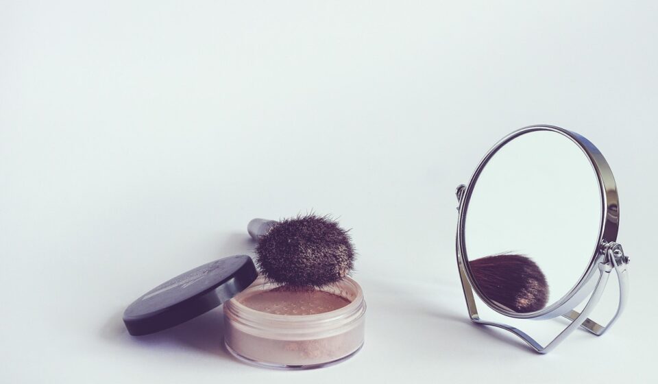 cosmetics, powder, cosmetic brush, mirror, makeup, accessories, beauty, cosmetics, cosmetics, cosmetics, cosmetics, cosmetics, mirror