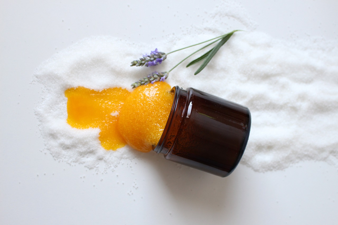 natural cosmetics, cosmetics, beauty, lavender, sugar, rose, blossom, bloom, container, peeling, scrub, body peeling, care, nature beautiful, skin, skin care, bad, bathroom, orange, rose flower, woman, luxury, spa
